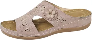 2025 Women Comfortable Orthopedic Sandals Summer Breathable Cut-Out Cute Flower Vacation Slippers with Arch Support Fashion Open Toe Ladies Dress Walking Footwear Outdoor Slip-On Shop Platform Shoes