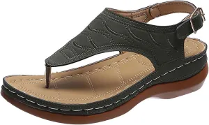 AMDBEL Orthopedic Sandals for Women,Women's Comfy Orthotic Sandals Arch Support Clip Toe Bukle Strap Summer Walking Shoes