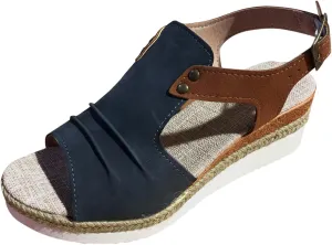AMDBEL Summer Sandals for Women 2024, Orthopedic Platform Wedge Sandals for Women Summer Dressy Flat 2023 Open Toe Ankle Strap Espadrilles Sandals Casual Strappy Slip on Sandals Beach Boho Sandals, 8