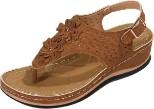 AMDBEL Womens Sandals Comfortable Dressy, Orthopedic Flip Flops Sandals for Women, Summer Sandals with Arch Support Casual Walking Wedges Platform Thong Sandals Anti-Slip Beach Boho Slippers Shoes