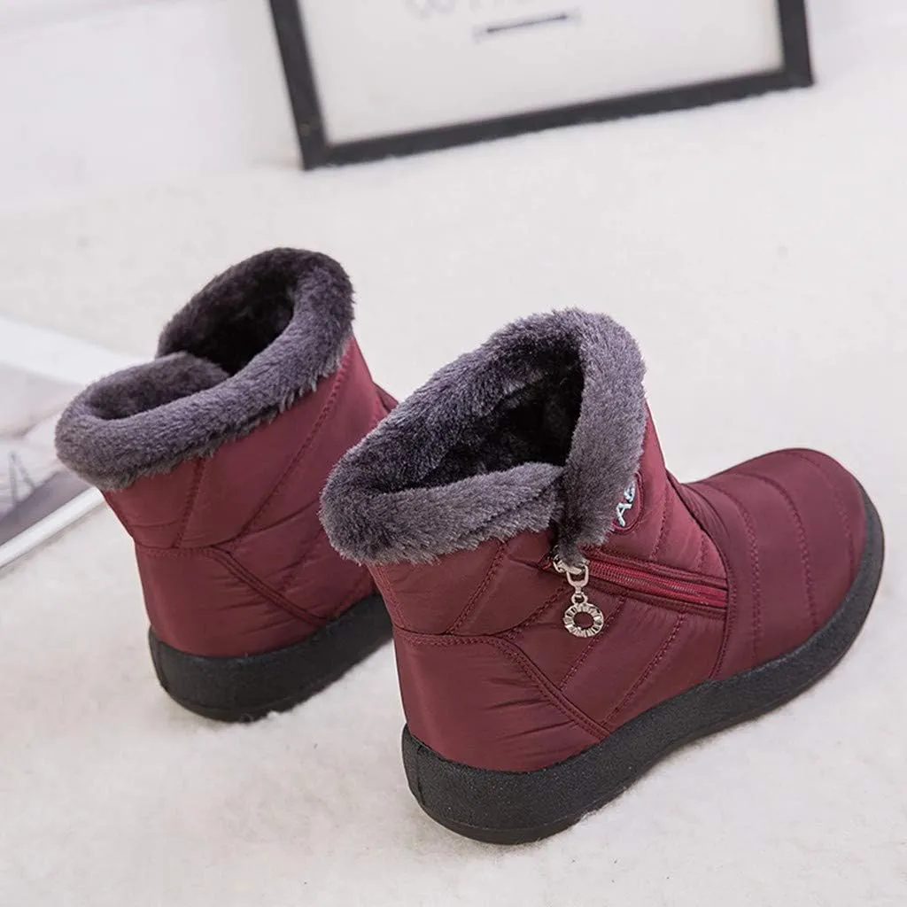 Ankle Boots for Women Comfy Platform Women's Fleece Zipper Waterproof Warm Mid-Calf Boots Short Boots Snow Boots