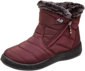 Ankle Boots for Women Comfy Platform Women's Fleece Zipper Waterproof Warm Mid-Calf Boots Short Boots Snow Boots