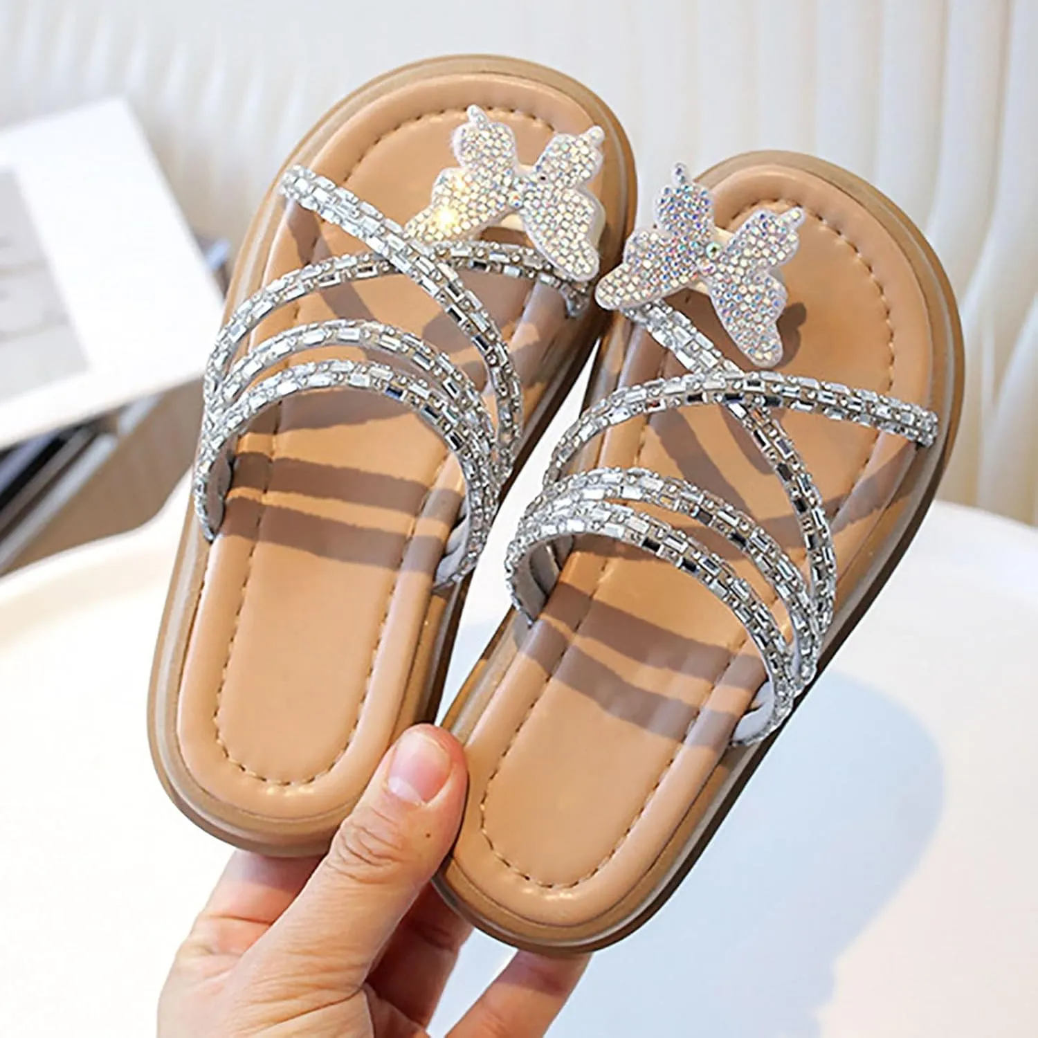 Baby Girls Open Toe Bow Sandals Slipper Flat Leather Non Slip Wide Shoes Infant Newborn Summer Beach Water Shoes