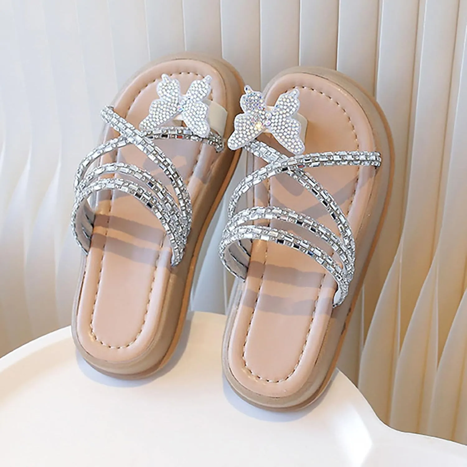 Baby Girls Open Toe Bow Sandals Slipper Flat Leather Non Slip Wide Shoes Infant Newborn Summer Beach Water Shoes
