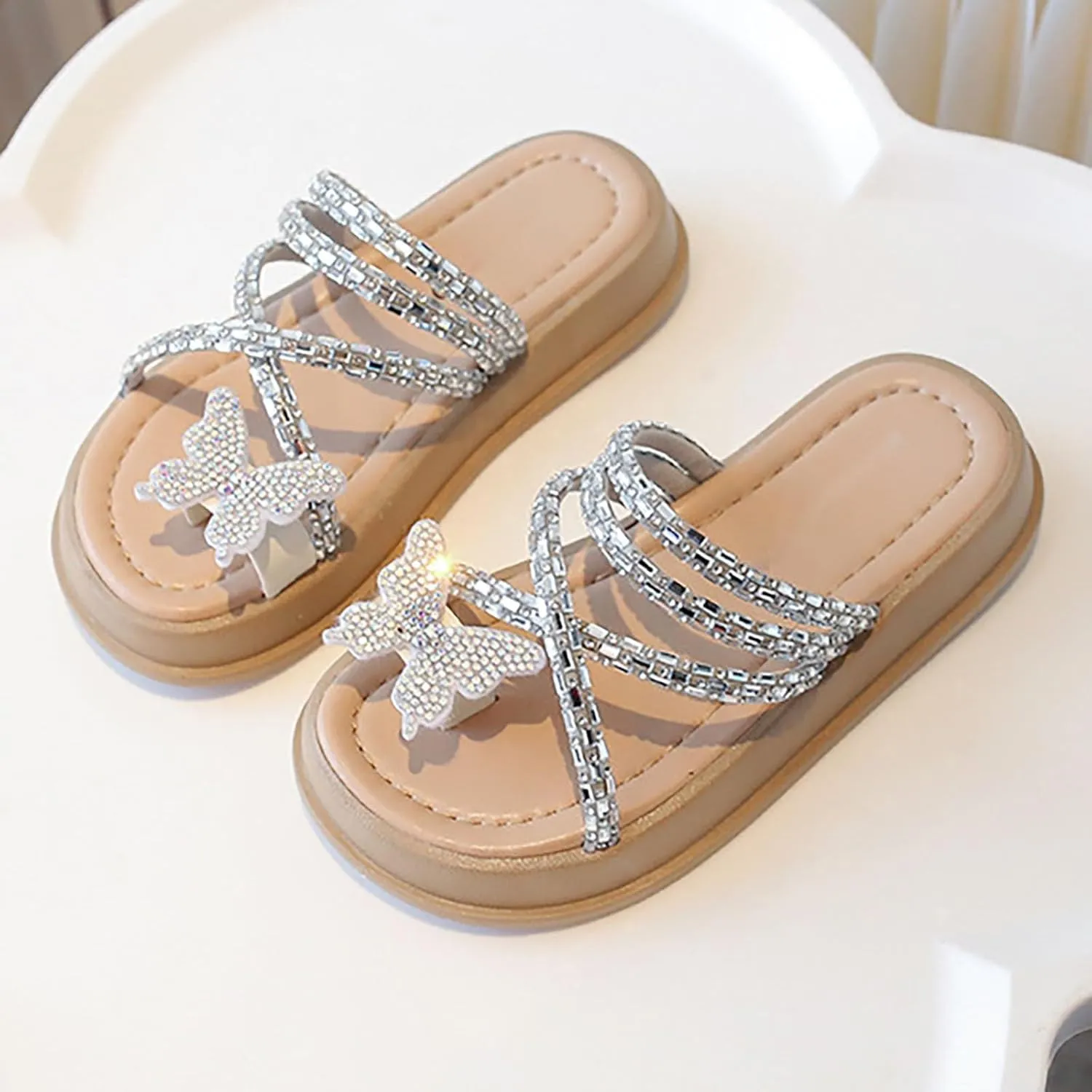 Baby Girls Open Toe Bow Sandals Slipper Flat Leather Non Slip Wide Shoes Infant Newborn Summer Beach Water Shoes
