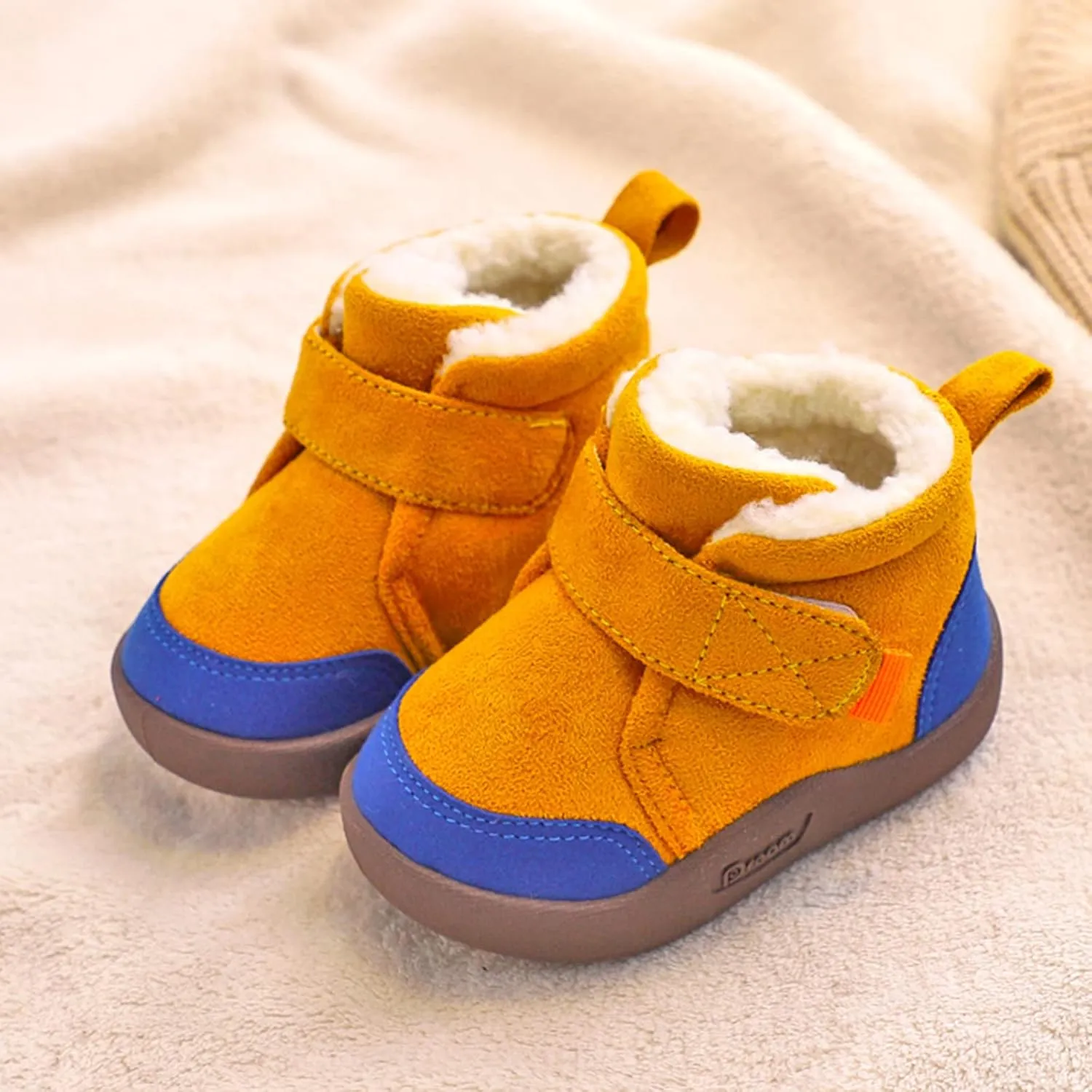 Baby Shoes Toddler Boots Soft Bottom Toddler Shoes Plus Velvet Thick Non Slip Large Cotton Black Dress Shoes for Girls