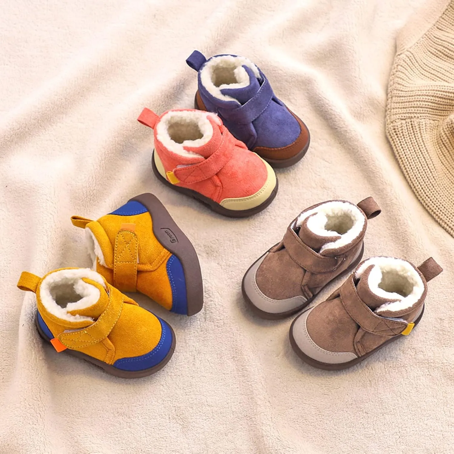 Baby Shoes Toddler Boots Soft Bottom Toddler Shoes Plus Velvet Thick Non Slip Large Cotton Black Dress Shoes for Girls