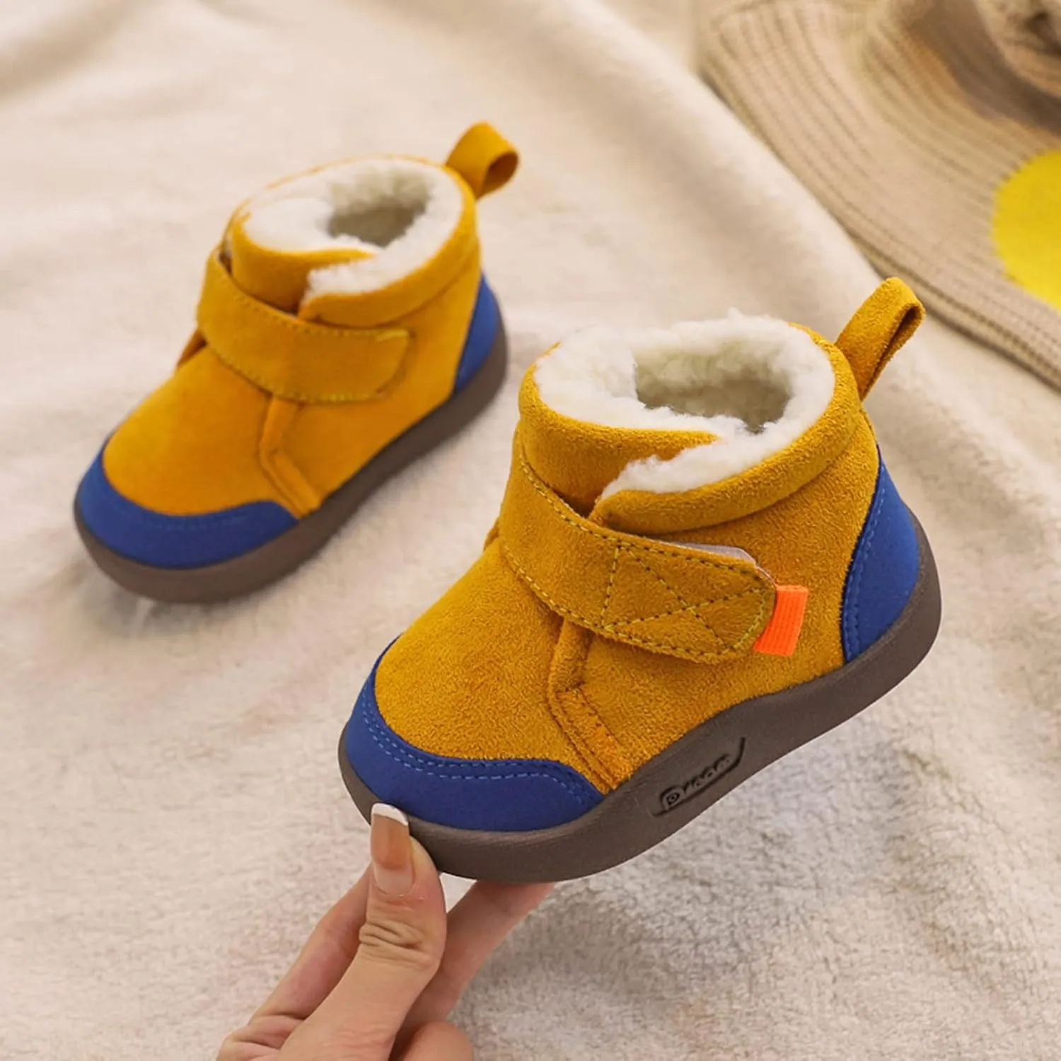 Baby Shoes Toddler Boots Soft Bottom Toddler Shoes Plus Velvet Thick Non Slip Large Cotton Black Dress Shoes for Girls