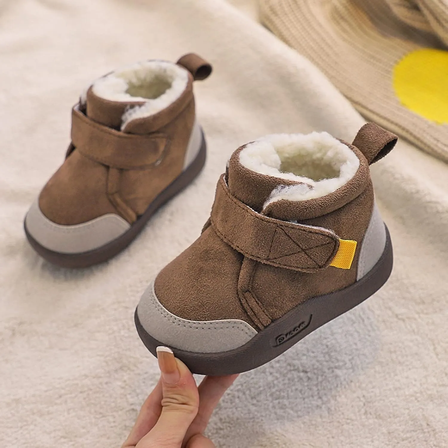 Baby Shoes Toddler Boots Soft Bottom Toddler Shoes Plus Velvet Thick Non Slip Large Cotton Black Dress Shoes for Girls