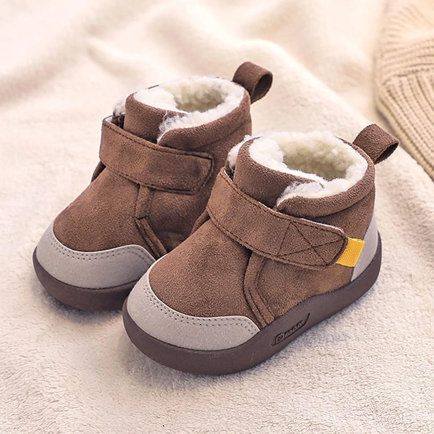 Baby Shoes Toddler Boots Soft Bottom Toddler Shoes Plus Velvet Thick Non Slip Large Cotton Black Dress Shoes for Girls