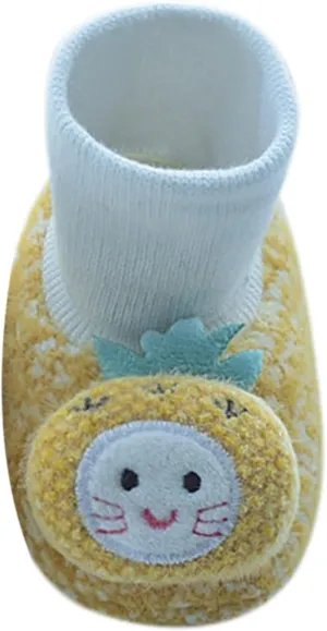 Baby Toddler Shoes Cotton Shoes Plus Velvet Thick Warm Soft Soled Shoes Cute Do Flexible Shoes for (Yellow, 6-12 Months)