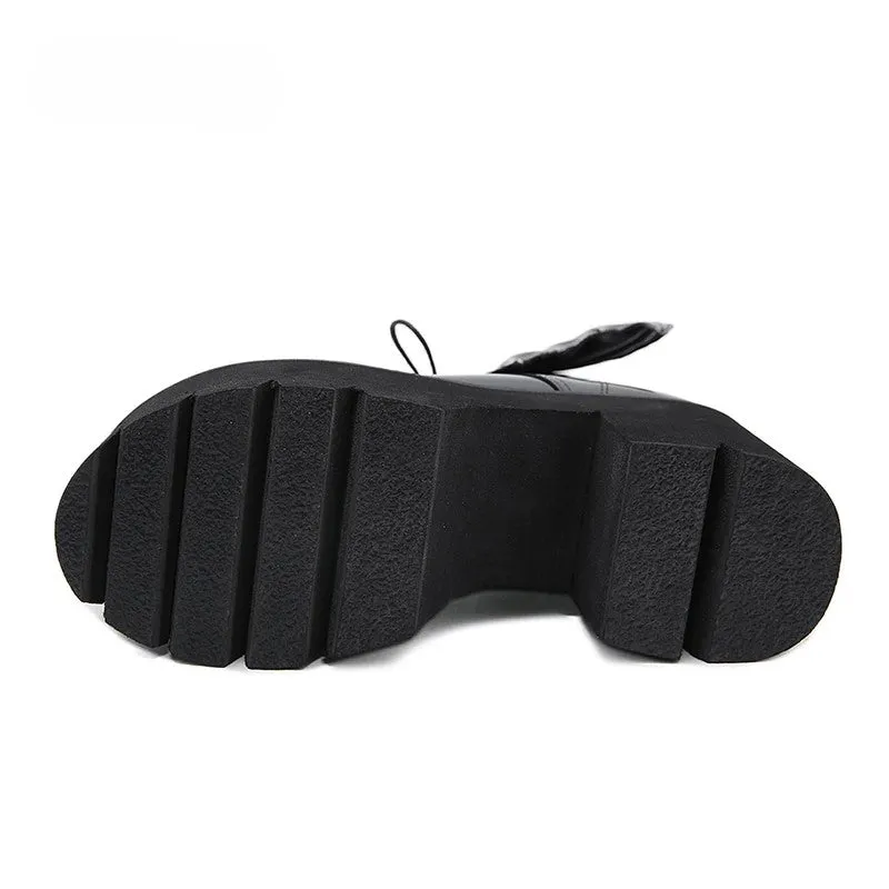 Bat Wing PVC Lace-up Ankle Platform Boot