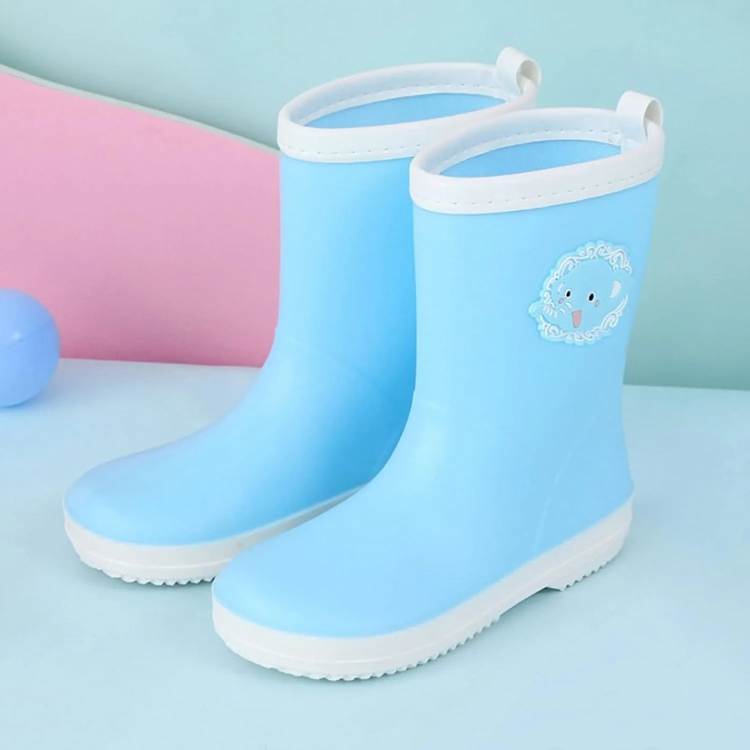 Blue Elephant Cartoon Character Rain Shoes Children's Rain Shoes Boys And Girls Water Shoes Baby Rain Boots 6 Months Old