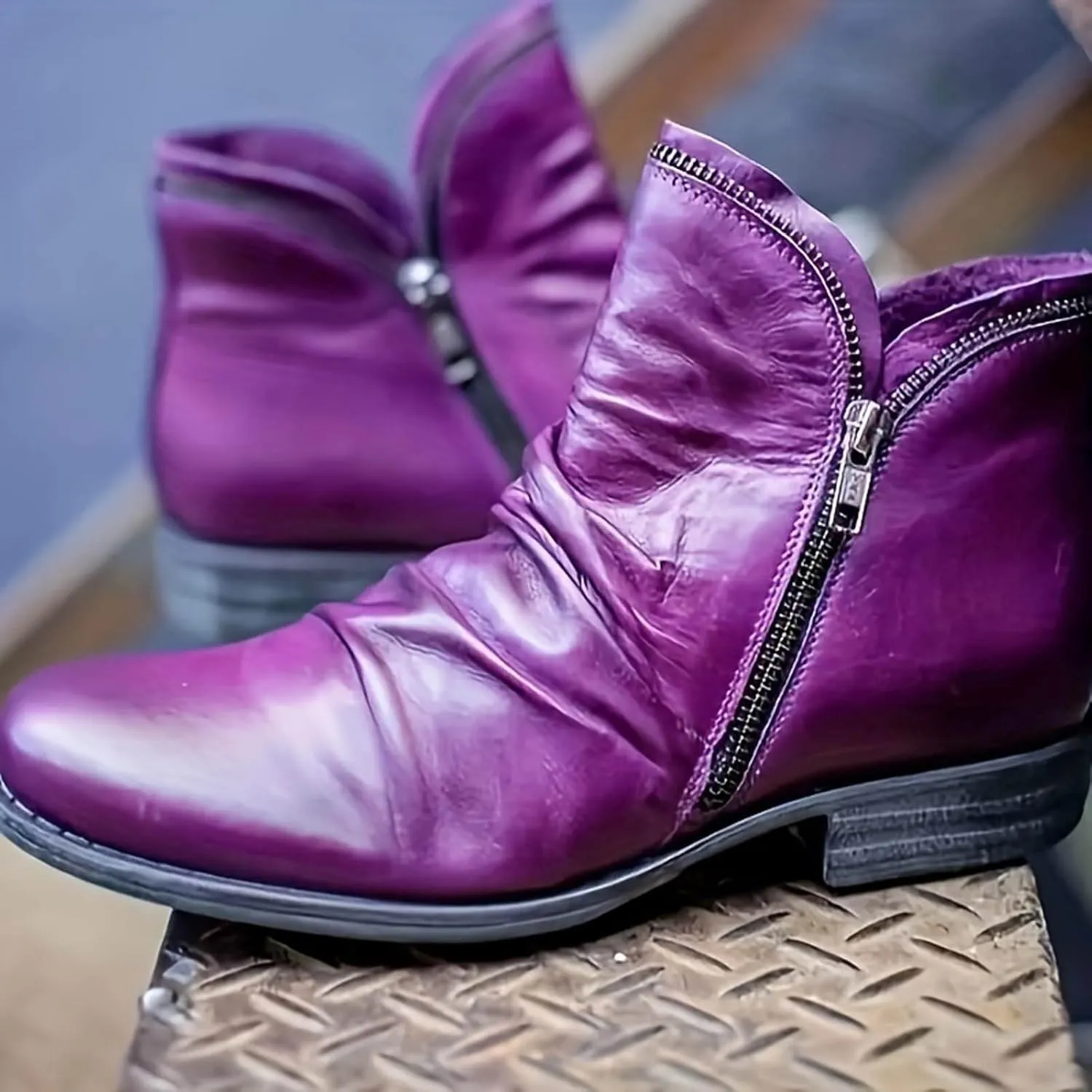 Boots for Women Ankle Boots Casual Womens Low Heel Fashion Arch Support Lace Up Zipper Shoes Walking Short Booties