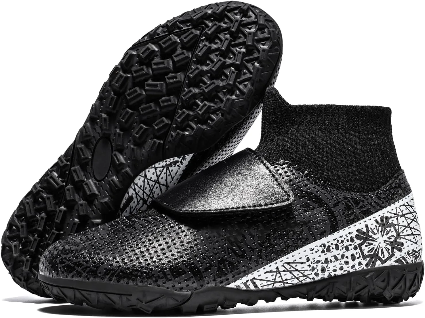 Boys Indoor Turf Soccer Shoes Girls Football Futsal Shoes Black
