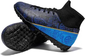 Boys Indoor Turf Soccer Shoes Girls Football Futsal Shoes Blue