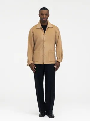 Camel Cashmere Wool Shirt Jacket