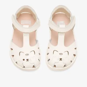 Camper Twins - Cat Beige Leather Closed Toe Sandal