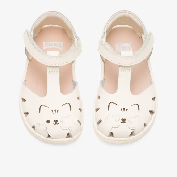 Camper Twins - Cat Beige Leather Closed Toe Sandal
