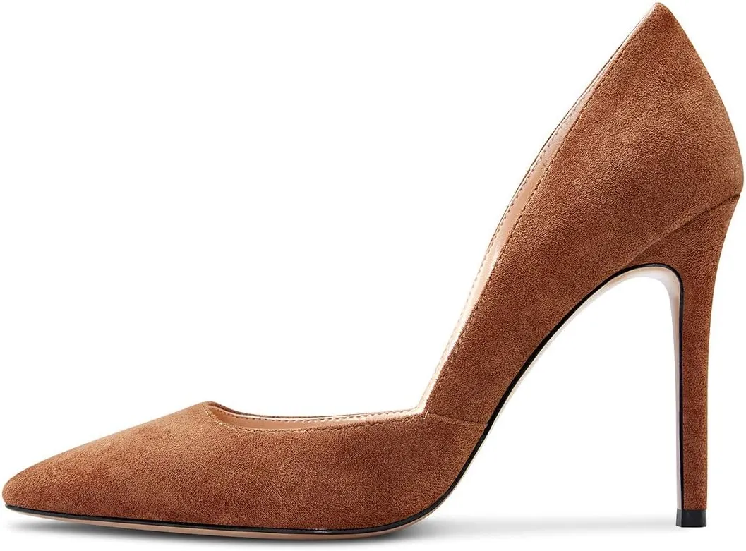 Castamere Womens D'Orsay Slip On High Heels Pumps Elegant Pointy Toe Stilettos 10CM Heel Shoes