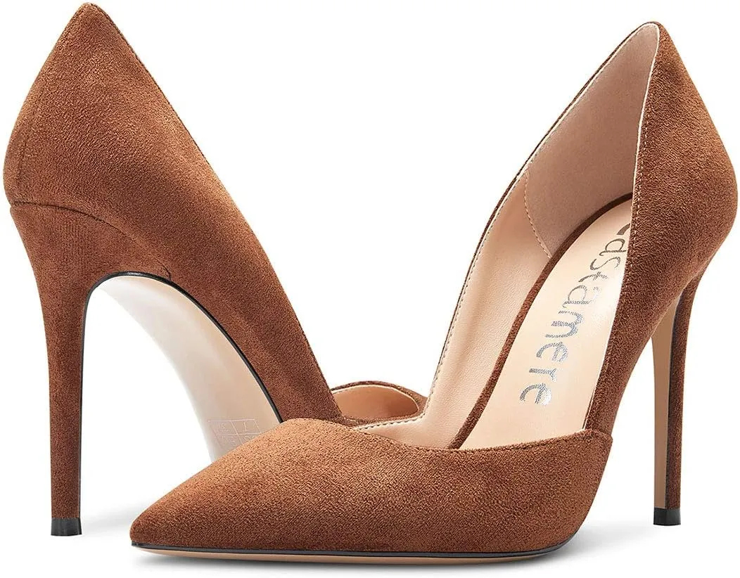 Castamere Womens D'Orsay Slip On High Heels Pumps Elegant Pointy Toe Stilettos 10CM Heel Shoes