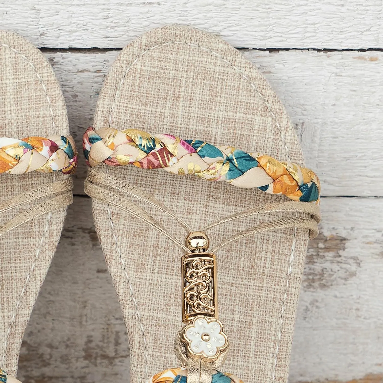 Casual Bohemian Beach Sandals Orthopedic Flat Sandals for Women Ankle Strap Flip Flops Open Toe Jeweled Wedge Sandal Dressy Summer Comfortable Boho Beach Shoes