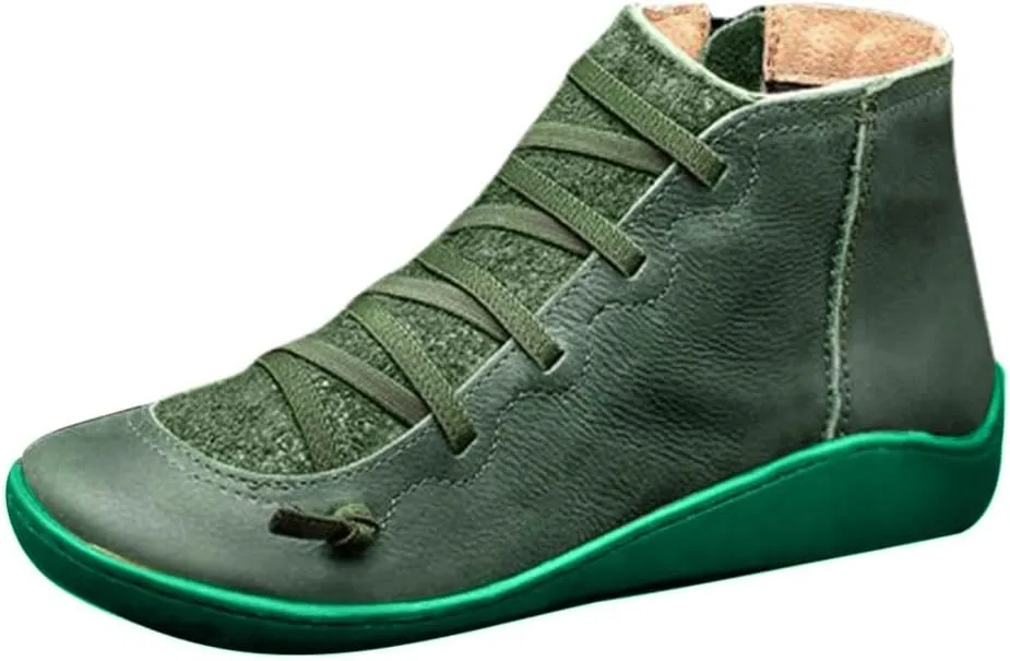Cathalem Boots for Women Arch Support Womens Fashion Lace Up Zipper Booties Cowboy Cowgirl Walking Short Bootie