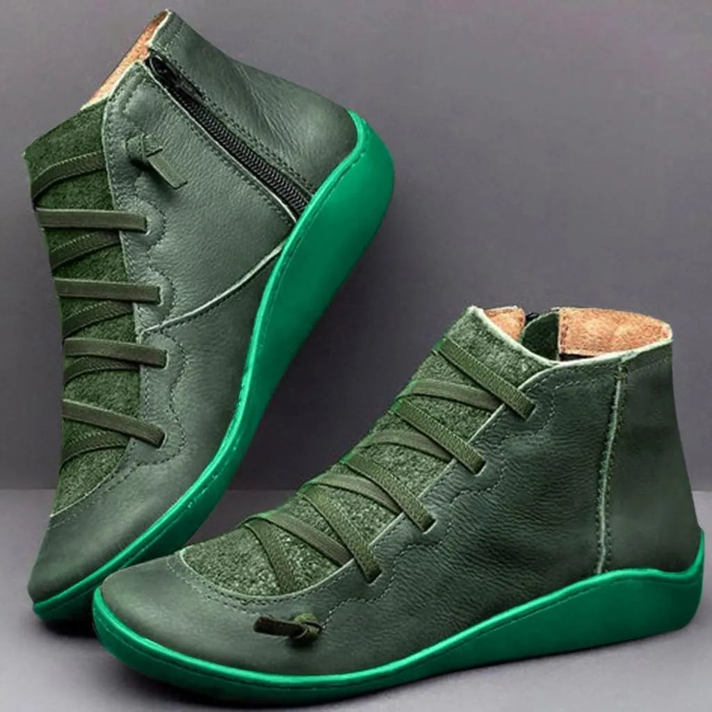 Cathalem Boots for Women Arch Support Womens Fashion Lace Up Zipper Booties Cowboy Cowgirl Walking Short Bootie