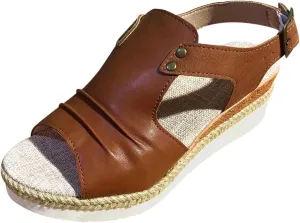 Cathalem Comfortable Sandals for Women Flat Open Toe Ankle Strap Espadrilles Sandals Casual Strappy Slip on Sandals