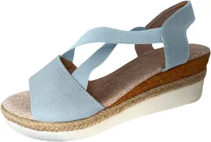 Cathalem Orthopedic Platform Wedge Sandals for Women Summer Dressy 2024 Flat Open Toe Ankle Strap Espadrilles Sandals