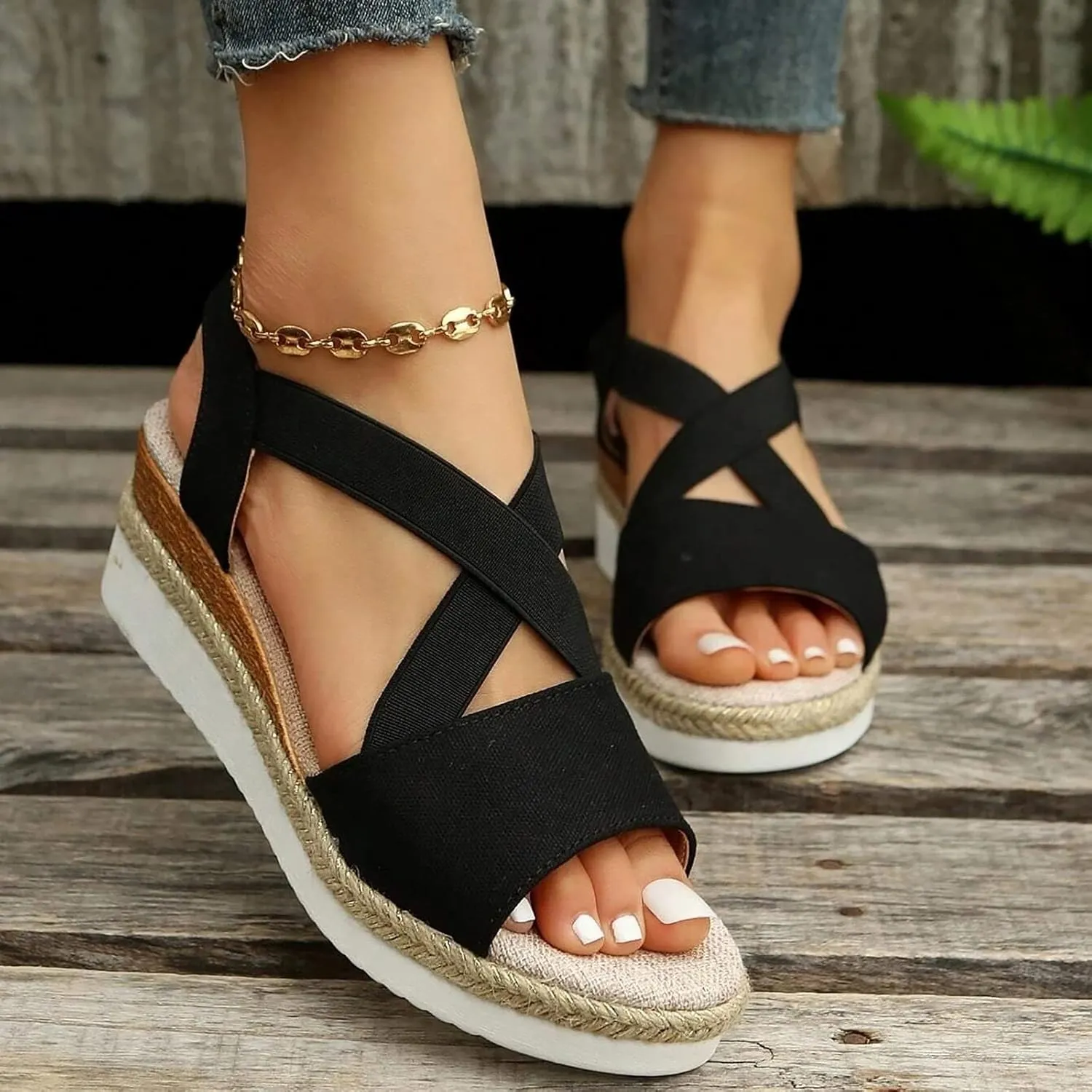 Cathalem Orthopedic Platform Wedge Sandals for Women Summer Dressy 2024 Flat Open Toe Ankle Strap Espadrilles Sandals
