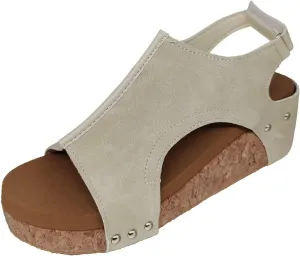 Cathalem Orthopedic Sandals for Women, Ankle Strap Casual Low Wedges Strappy Slip on Sandals Wedge Shoes for Women