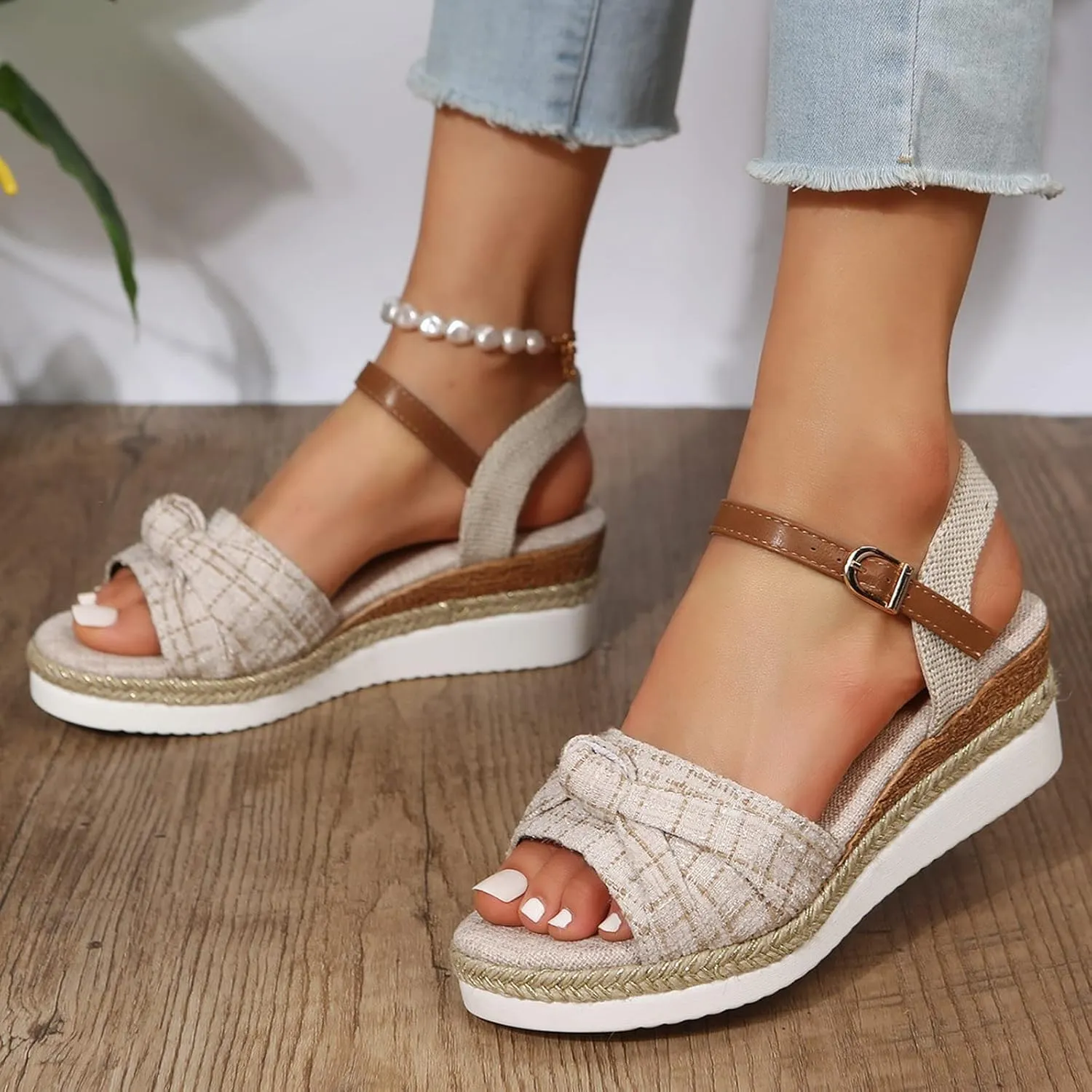 Cathalem Orthopedic Sandals for Women Summer Dressy,Women Walking Slippers with Arch Support Open Toe Platform Beach Casual Slip on Sandals