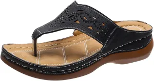 Cathalem Sandals Women Comfortable, Womens Orthotic Wide Width Comfortable Walking Orthopedic Thong Sandals Walking Wedges