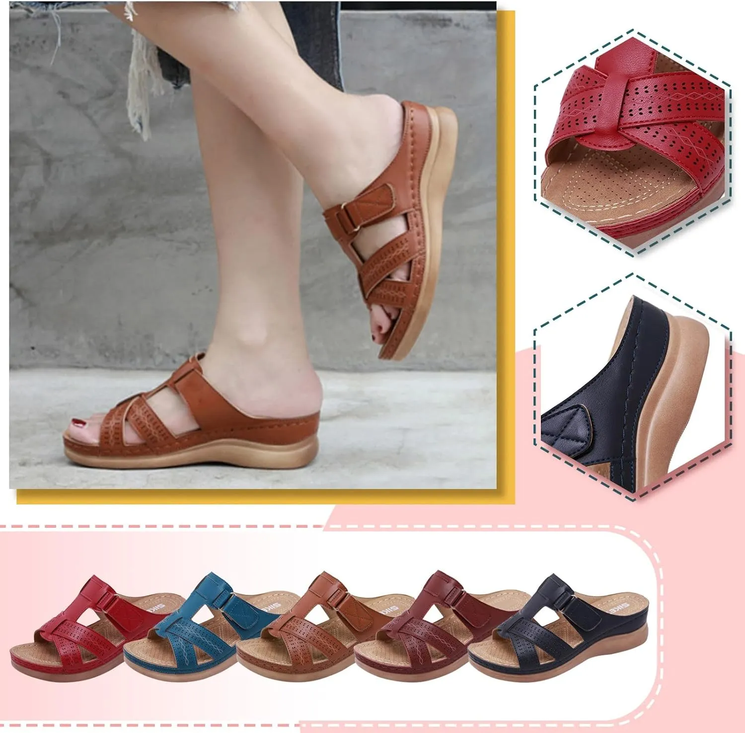 Cathalem Summer Sandals for Women 2024 Sandals with Arch Support Recovery Slides Plantar Fasciitis Slippers Women