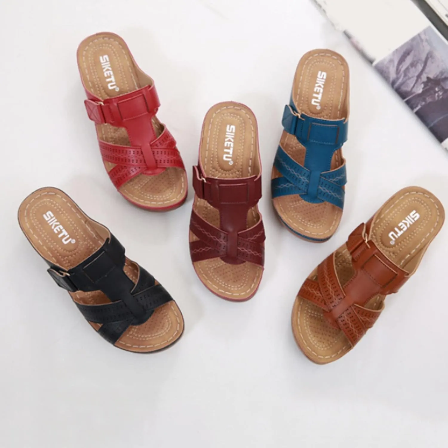 Cathalem Summer Sandals for Women 2024 Sandals with Arch Support Recovery Slides Plantar Fasciitis Slippers Women