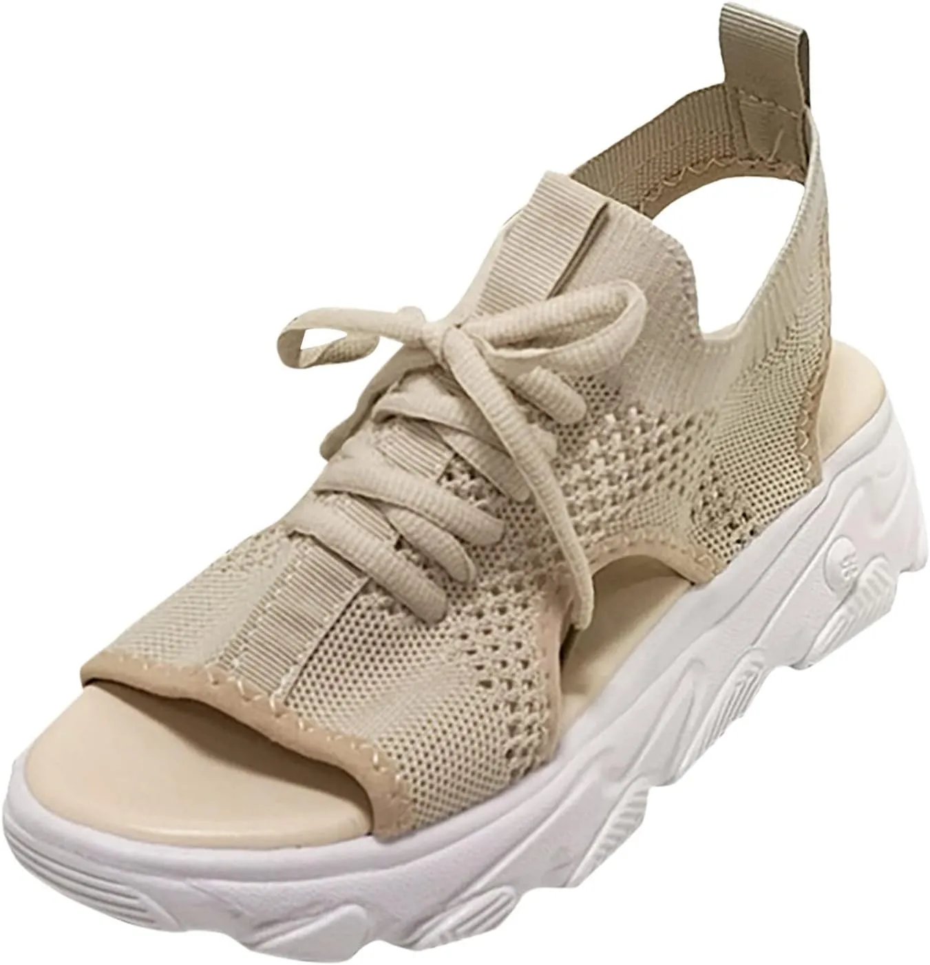 Cathalem summer wedge sandals Orthopedic Sandals for Women Mesh Thick Soled Lace Up Sandals Platform Ankle Strap Comfortable Outdoor Shoes