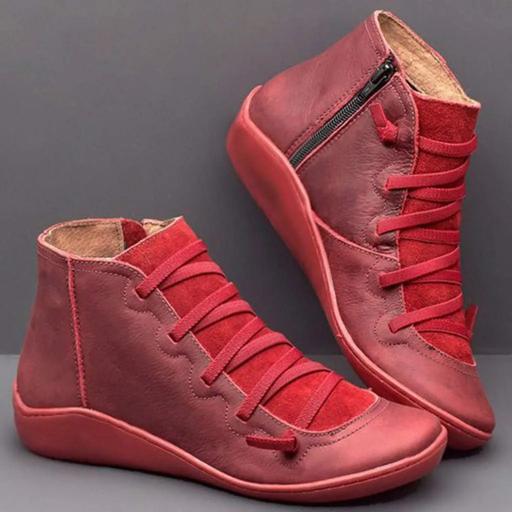 Cathalem Womens Ankle Boots, Ankle Boots for Women No Heel 2024 New Arch Support Booties Damping Shoes Flat Heel Booties