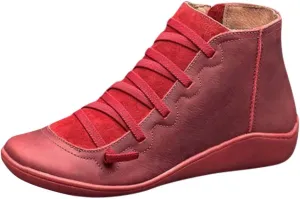 Cathalem Womens Ankle Boots, Ankle Boots for Women No Heel 2024 New Arch Support Booties Damping Shoes Flat Heel Booties