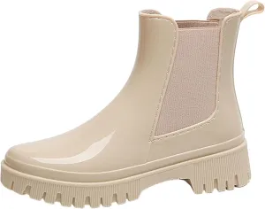 Cathalem Women's Ankle Rain Boots Waterproof Chelsea Rain Boots Rubber Boots Women Short Garden Boots Anti Slip Work Booties