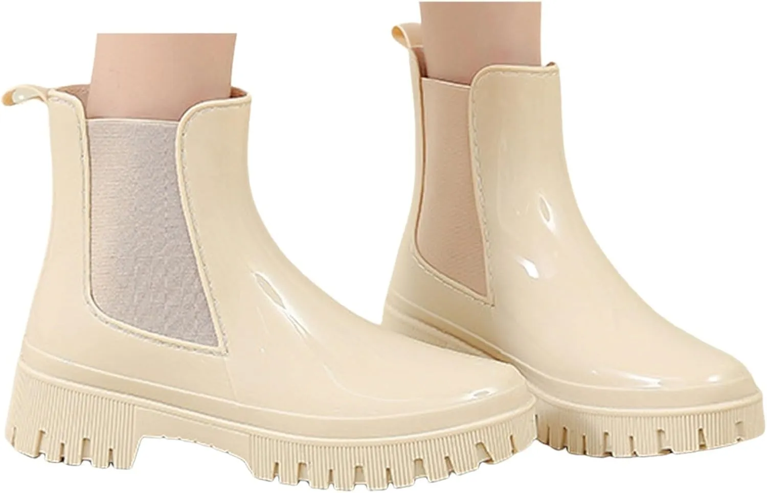 Cathalem Women's Ankle Rain Boots Waterproof Chelsea Rain Boots Rubber Boots Women Short Garden Boots Anti Slip Work Booties
