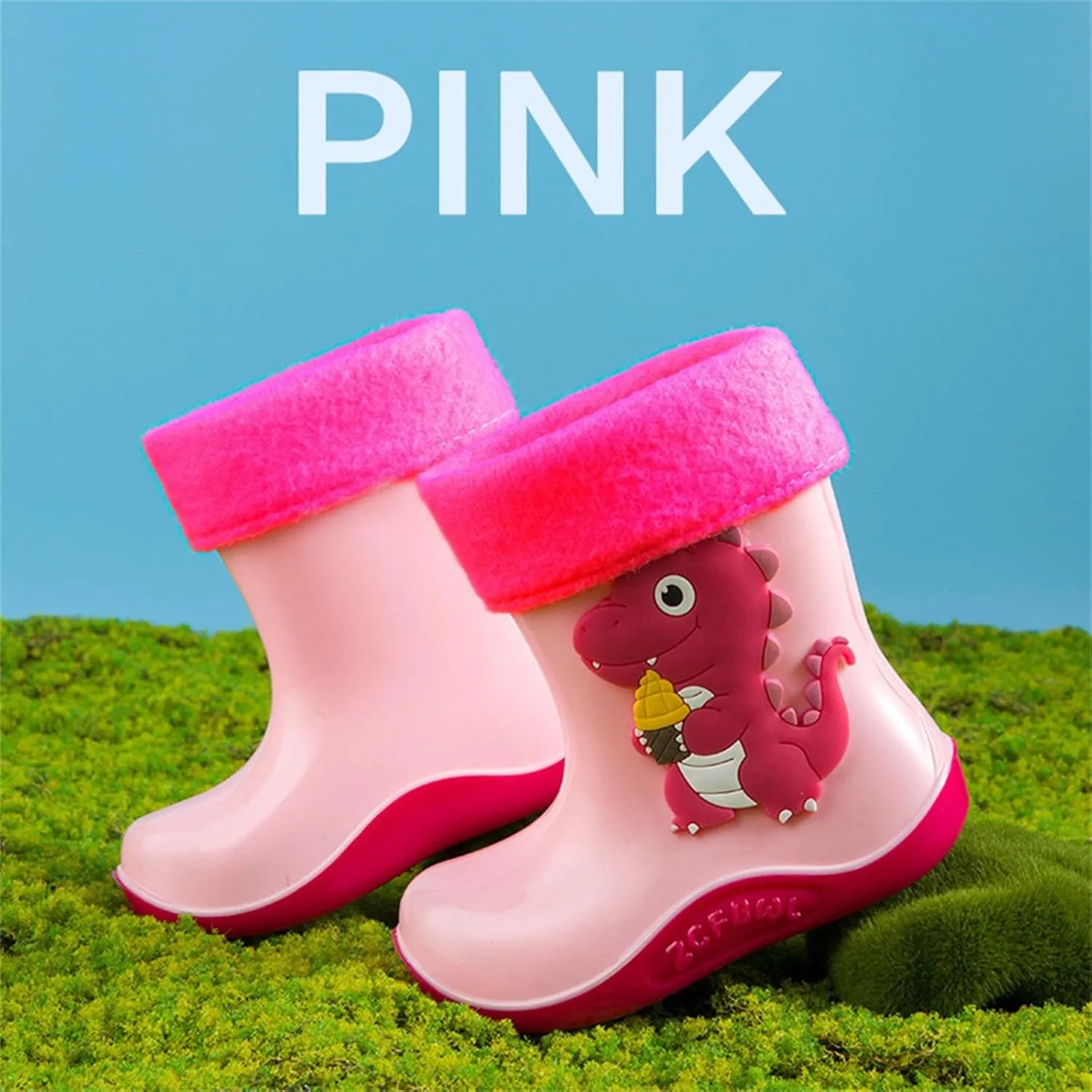 Children's Dinosaurs Print Rain Boots Non Slip Children Water Shoes Toddler Cold Weather Shoes Toddler Mud Boots
