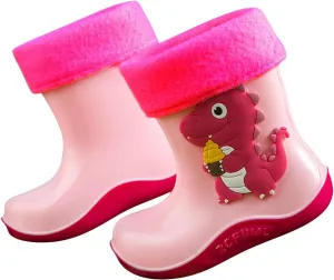 Children's Dinosaurs Print Rain Boots Non Slip Children Water Shoes Toddler Cold Weather Shoes Toddler Mud Boots