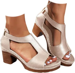 Chunky Heel Sandals for Women Platform Wedges Open Toe Wedges Heels Dressy Summer Comfortable Platform Sandals Ankle Strap Low Heels Work Sandal for Women Office Summer Shoes