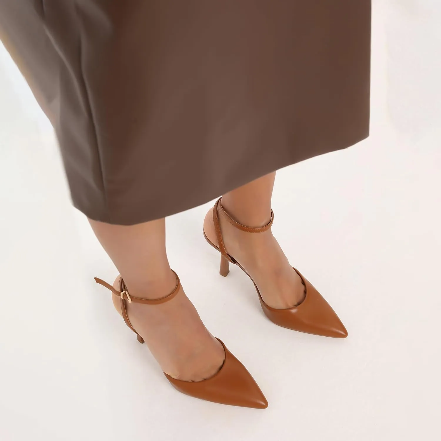 Closed Toe Ankle Strap Heels Women Pumps Pointed Toe Heeled Sandals for Women Stiletto Wedding Dress Shoes