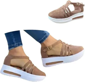 Closed Toe Sandals for Women 2025 Dressy Summer Comfortable Platform Wedge Sandals Ankle Strap Slip On Sandal with Arch Support Casual Hollow Out Sandal Dress Walking Shoes
