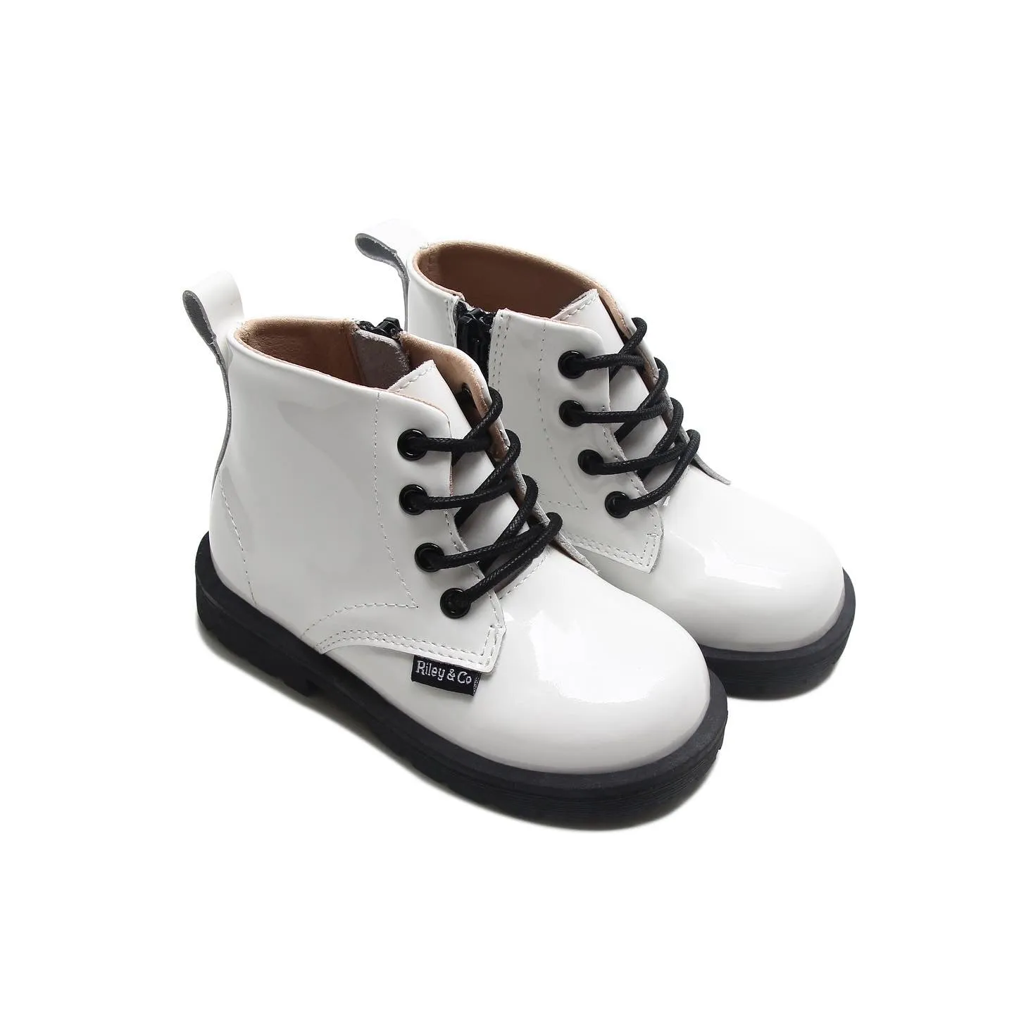 Combat Boots - White Patent