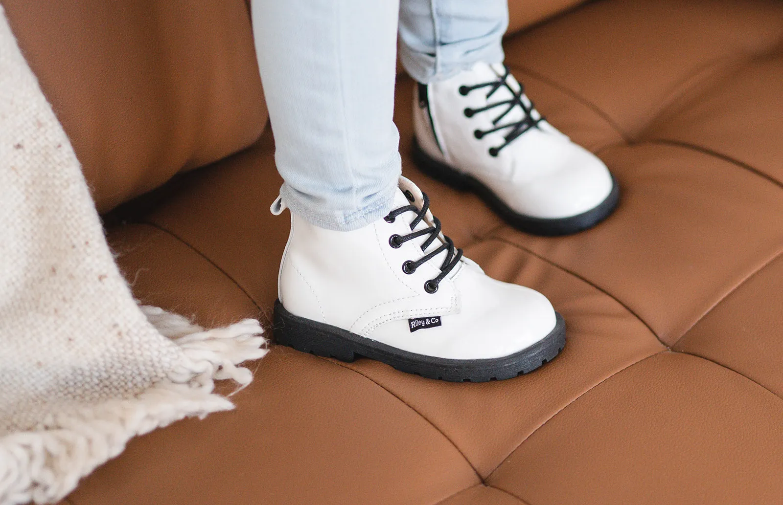 Combat Boots - White Patent