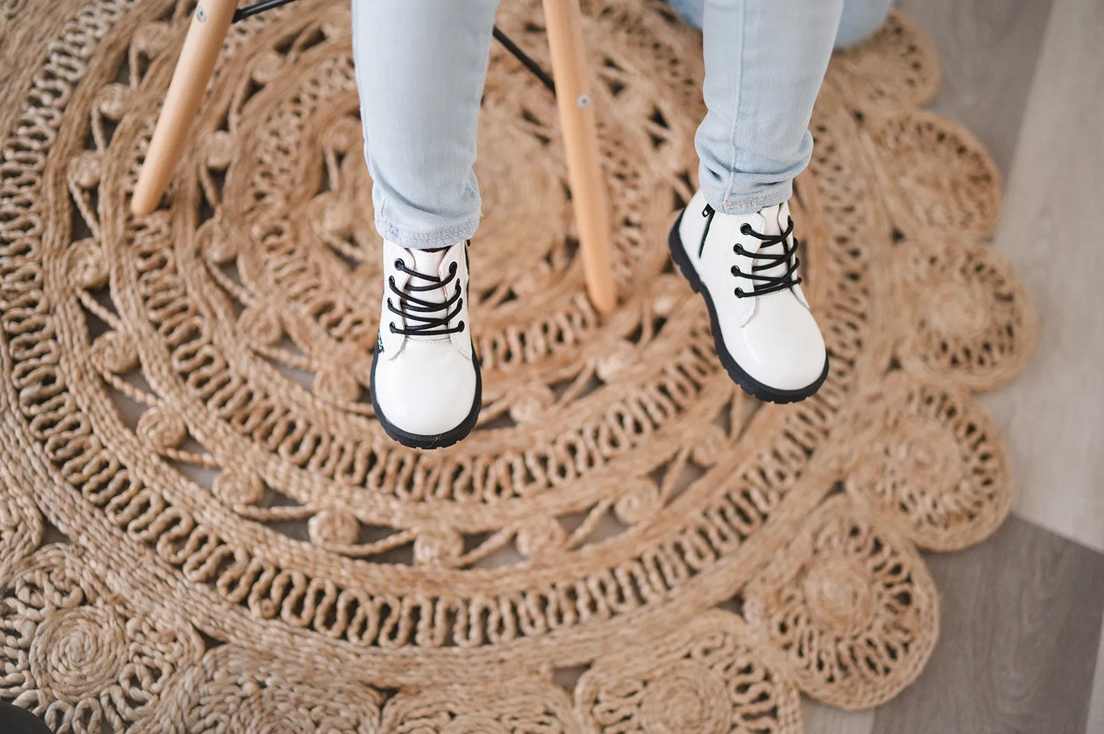 Combat Boots - White Patent