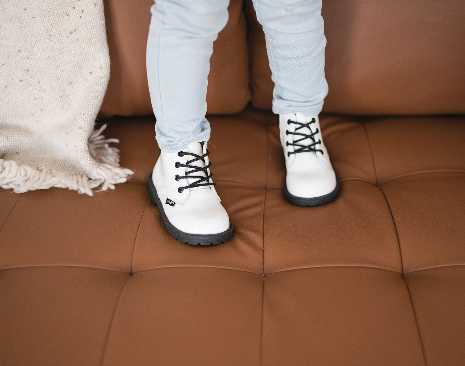 Combat Boots - White Patent